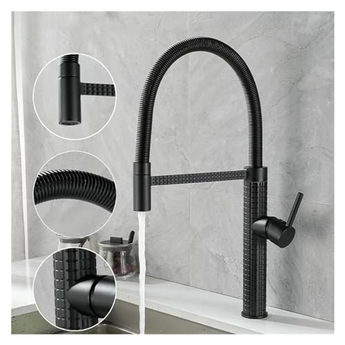 Grifo de cobre con resorte telescópico y acabado gris para lavabo integrado de agua fría y caliente 7