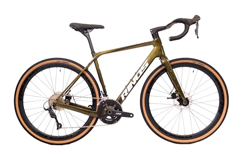 Rinos Sandman 1 Gravelbike Carbon – Sora 18 Gänge, Mechanische Scheibenbremsen, CST 700x40C Reifen – 9,8 kg – Rennrad & Bikepacking – Chameleon Gold/Blau (Chameleon Gold, L (56cm))