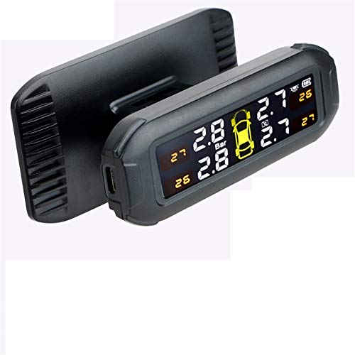 Reifendruck Kontrollsystem Auto Solar Reifendrucküberwachungssystem Reifendruckmonitor mit 4 externen Sensoren Temperaturwarnwarnkraftstoff speichern (Color : External)