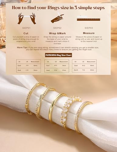dochais 5pcs stackable gold silver rings for women non tarnish dainty cubic zirconia rings 14k gold plated minimalist wedding band rings set trendy statement stacking rings size 5-10