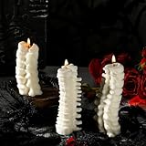Nuanchu 3 Pcs Spine Candles Set Halloween Spooky Candles Spine Goth Decor Halloween Table Centerpiece Novelty Votive Decoration with 3 Sizes Gothic Gift for Skeleton Lover Chiropractor Party