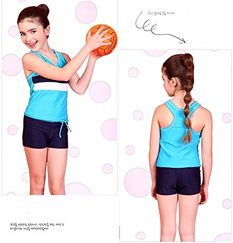 Proallo Little Girls' Summer Swimwear Two Piece Boyshort Tankini Kids Swimsuit (12-13 Years, Blue) #TOP5