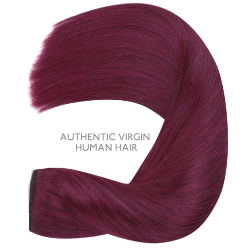 Image of WENNALIFE Wire Hair Extensions Real Human Hair 16 inch 125g Light Burgundy Remy Real Hair Extensions Invisible Wire Human Hair Natural Easy to Apply Reusable for Volume Straight Hair
