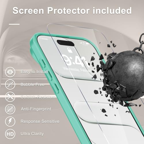 Image of YENAPOON for iPhone Air Case, Matte Magnetic Phone Cover [with 1 Screen Protector] [Support for MagSafe] [Shockproof Military Grade Protection] Translucent Frosted Back, Teal