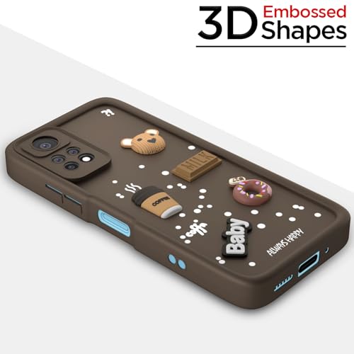Image of Pikkme Back Cover for Redmi Note 11 Pro | 3D Cartoon Silicone Case Cute & Fun Full Protective Bumper Cover (Brown)
