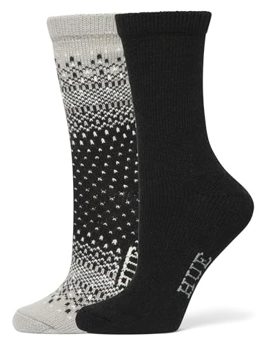 Image of HUE womens Crew Length Boot Socks, 2 Pair Pack