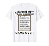 Mens Bachelor Party Checklist Funny Challenge for Grooms T-Shirt