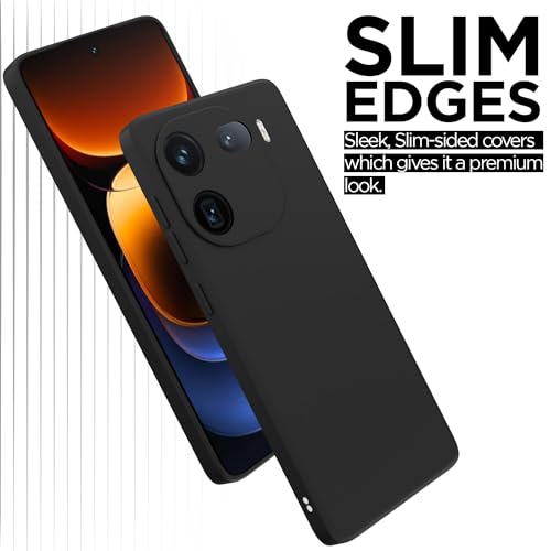 Image of Outlouders Back Cover for iQOO 12 5G | Camera Protection | Durable Soft Matte Silicone Bumper Case (Black)