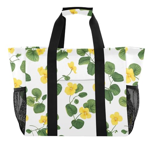JUNZAN Cute Florals Utility Totes Foldable Beach Tote Waterproof Grocery Bags Reusable Canvas Laundry Bag Travel2