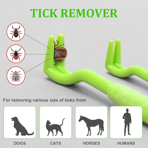 Adiwo Zeckenentferner Set, 6er Set Zeckenheber Enthalten 5 Zeckenhaken und 1 Zeckenpinzette, Zeckenzange Zeckenschutz für Hund, Katze und Mensch