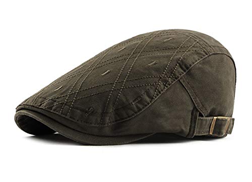 CHENNUO Schiebermütze Herrenflatcap Baumwoll Flache Gatsby Newsboy Schirmmütze Sportmütze (Armee grün) Cover