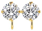 [ジュエリーショップエム] イヤリング ノンホールピアス アクセサリー シンプル レディース メンズ キュービックジルコニア CZダイヤ 1粒 モチーフ 日本製 ゴールド e0150-G6mm