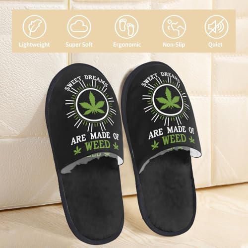 Sweet Dreams Are Made Of Weed Slippers For Women Men Cozy Indoor And Outdoor Slip On Slippers Fuzzy House Shoes3
