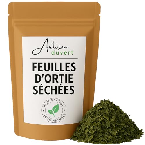 Feuilles d’Ortie Coupées 100g – Feuilles Entières Séchées – Idéales pour Infusions, Soupes, Recettes Végétales – Sachet Refermable – Artisan Du Vert