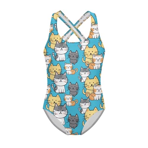 Image of Girls One Piece Swimsuit Teens Cross Back Summer Beach Wear for 5-14Y