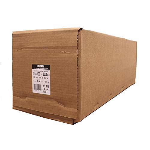 Poly-America (20'X100') Husky Contractor's Choice Black Plastic Sheeting 10 Mil. Thickness (Cf1020) Polyethylene Plastic Best For Overspray Shield, Vapor Barrier At Construction Or Home Projects #TOP1