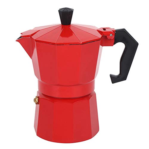 Zhangpu Moka Express para Estufa de 300ML y 6 Tazas, Exprés con Percolador de Aluminio, Mocha Clásica Italiana para Oficina, Hogar y Exteriores (Rojo)