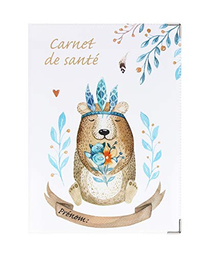Protège carnet de santé Animaux Ours Indien Fabrication Française Porte étui bébé Enfants