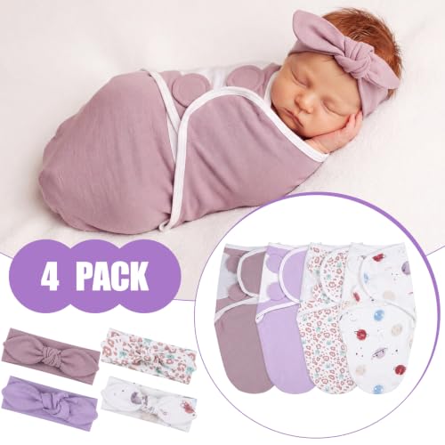 Image of 4 Pack Preemie Newborn Swaddle Set, Solid Color Style, Preemie