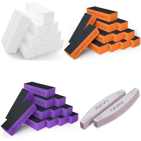 12-Pack, Nail Buffer Blocks (White) (Orange Black) (Purple Black) & Nail File 100/180 Grit Nail Cover