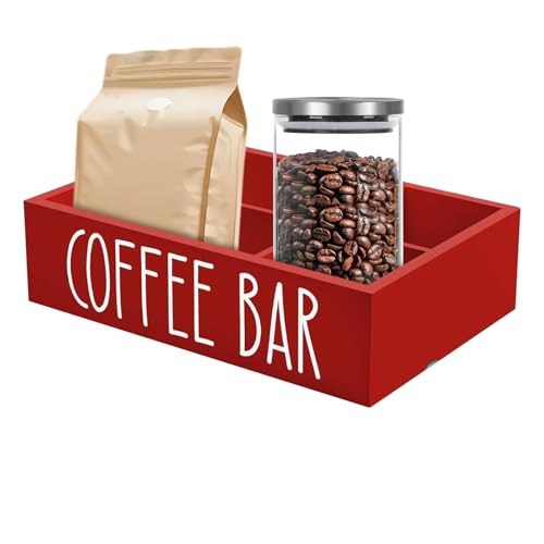 Organizador De Estación Para, Estación De Café De Madera Para Oficina Con Divisores Extrables, Organización De Cocina Para Palitos Mezcladores Tazas De Sirope Snacks Hogar