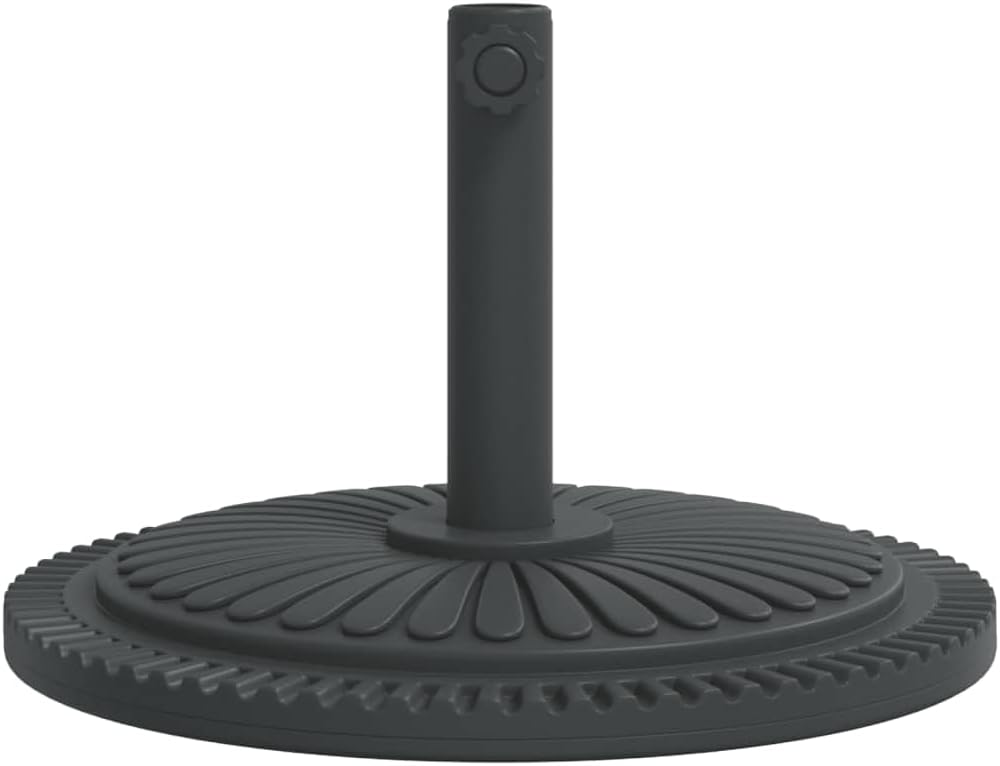 vidaXL Parasol Base for Ø1.5/1.9" Poles - 26.5 lb Round Umbrella Stand, Black Concrete-Filled Plastic Shell, Elegant Line Pattern, 17.7" x 12.4"