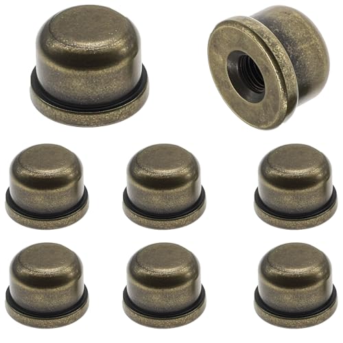 Image of Brass Lamp Finials, 1 /4-27 Thread, 1 /2 Inch Lamp Shade Nuts for Harp Tops | 8 Packs Finish Metal Finials with 1 /4-27 Female Threads for Compatible Table, Floor, Desk And Bedside Lamp Harps