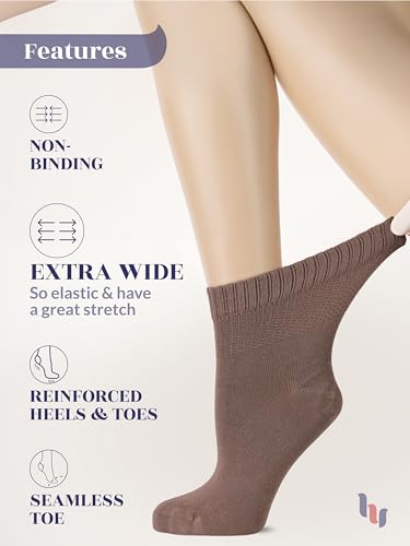 Hugh Ugoli Extremely Soft Bamboo Socks for Women, Everyday Use, All Seasons, Moisture Management, Ankle & Crew, Size 6-122