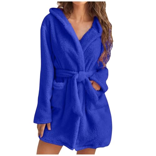Mujer Invierno Hogar Ocio Monocolor Albornoz Doble Bolsillo Tirantes Camisón Seda Pijama Mujer, azul oscuro, XL