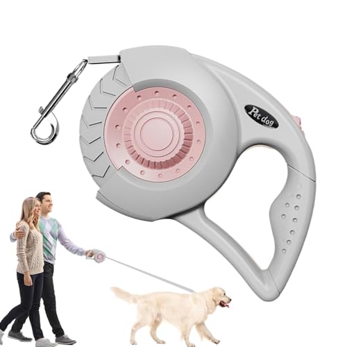 中犬用の犬の格納式リーシュ、中犬用の犬のリーシュ格納式, 強力なナイロンロープアンチタングル, 中程度の大きな品種のためのウォーキングドッグストラップ、アンチスリップハンドルのもつれ防ぐナイロンロープ、ワンボタンロック、リリース