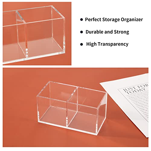 Acrylic Makeup Brush Organizers, Dayaanee 2 Section 2-Compartment Transparent Plastic Lipstick Holder Clear 4.72X2.36X2.36 Inches Storage Square Cube For Bathroom Jewelry Accessories Candy Gift Accessories #TOP2