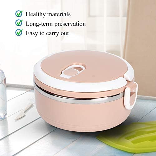 0.7L Thermos Lunch Box, 304 Stainless Steel Portable Stainless Steel Thermal Insulated Rice Noddles Lunch Box, Bento Box Food Bowl for Home Use, Insulated Lunch Container (Single Layer_Pink)