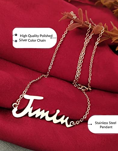 Image of VAMA FASHIONS BTS Army Merch Jewellery Bangtan Band Boys Name Locket Pendant Chain Necklace For Boys & Girls