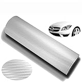 DIYAH 3D White Carbon Fiber Film Twill Weave Vinyl Sheet Roll Wrap DIY Decals 12' X 60' (1FT X 5FT)