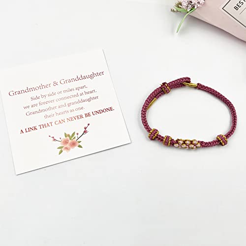 Image of To My Granddaughter Bracelet from Grandmom Granddaughter Bracelet from Nana inchA Link That Can Never Be Undone inch Peach Blossom Bracelet Braided Bracelet to Granddaughter Present for Granddaughter