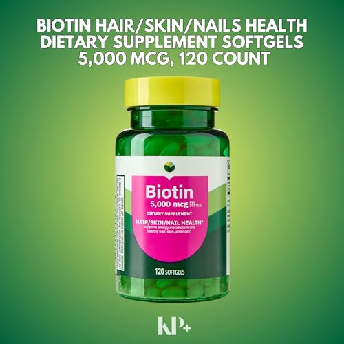 Image of KP+ Biotin 5,000 mcg | Hair, Skin & Nail Health | Gluten Free | 120 Softgels | Pack of 2