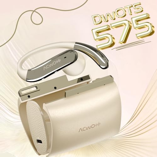 Image of ACwO DwOTS 575 Wireless Open-Ear Headphones, Fashion Purse-Inspired Case, 60H Playtime, IPX5 Water & Sweat Resistant, ENC Calling, Bluetooth Earbuds with 10mm Drivers (Pearl White)