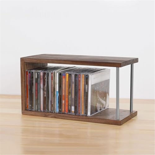 Estante de almacenamiento de CD, soporte de disco de madera compacto 6