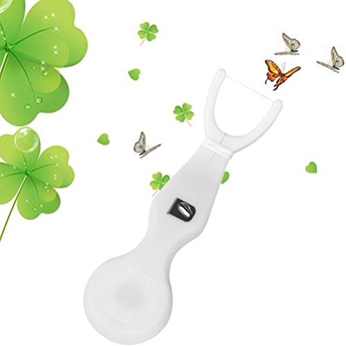 SuPVOX 3 peças de alça de fio dental reutilizável para o fio dental Flosser dental (branco + rosa +