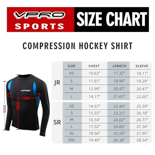 VPRO Camisa e calça de compressão de hóquei com bojo atlético e abas de meia para homens e meninos,