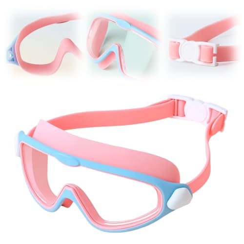 Image of HD Children's Large Frame Waterproof and Anti-fog Swimming Goggles, 180 Wide View Swim goggles for Kids 3-15