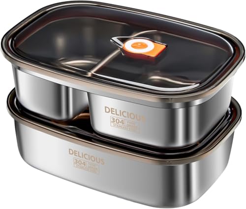 Image of Food Grade 304 Stainless Steel Bento Lunch Box - Leak-Proof, Reusable Meal Container with Lid - Ideal for School, Work, Travel - Safe & Easy to Clean Tiffin Box