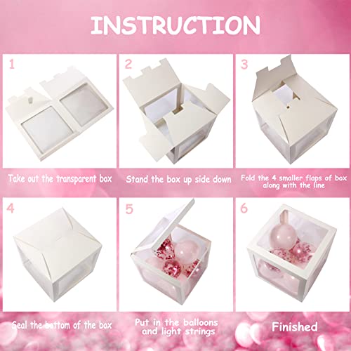 First Birthday Balloon Boxes, O""N""E" Letter Balloon Boxes With 3 * 20 Leds Lights String And 32 Balloons For Baby Girl 1St Birthday Party, Pink Birthday Party Photo Shoot Prop Decoration #TOP6