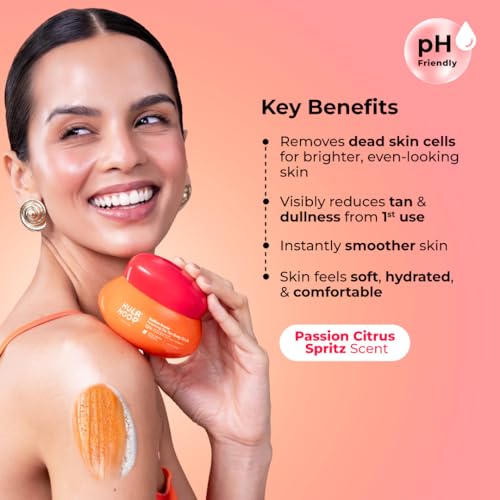 Image of Hula Hoop Foaming 10% De-Tan Body Scrub by Foxtale | Tan Removal & Soft-Smooth Skin | 5% Glycolic Acid, Lactic Acid & Azeloglycine | For Women & Men | All Skin Types | 200g