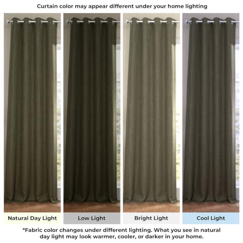 Image of HPD Half Price Drapes - Grommet Faux Linen Curtains for Living Room (1 Panel) - 50W X 84L - Textured Room Darkening Curtains for Bedroom 84 Inches Long - Drapes for Home Decor, Khaki Green