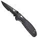 Benchmade - Mini Griptilian 556 EDC Manual Open Folding Knife Made in USA, Drop-Point Blade, Serrated Edge, Coated Finish, Black Handle