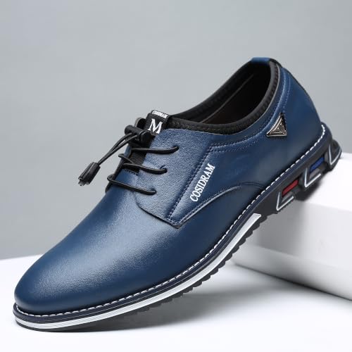 Image of COSIDRAM Mens Business Dress Shoes Casual Slip-on Comfort Walking Shoes | Practical elastic quick-lace design, sleek upper silhouette, easy to match jeans and trousers for business casual daily looks