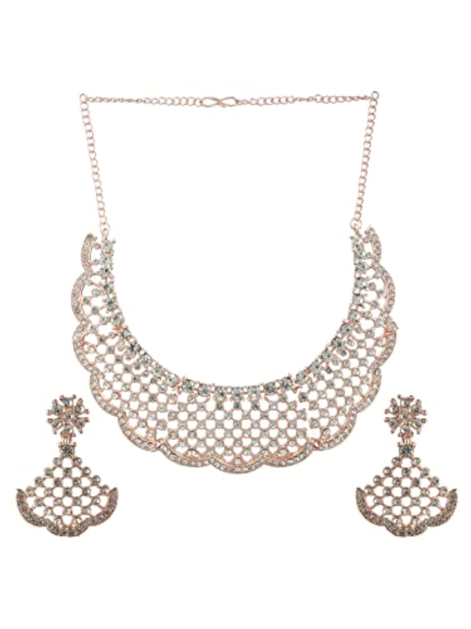 Women's Bold Floral AD Plated Jewellery Set