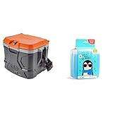 Klein Tools 55600 Work Cooler, 17-Quart Lunch Box Holds 18 Cans, Keeps Cool 30 Hours, Seats 300 Lb, Tradesman Pro Tough Box & Fit & Fresh Cool Coolers Reusable Ice Packs, Set of 4, Clear