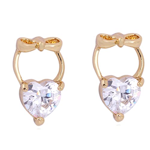Pendientes de oro de 18k para mujer con hélice piercing de cartílago y corazón amatista